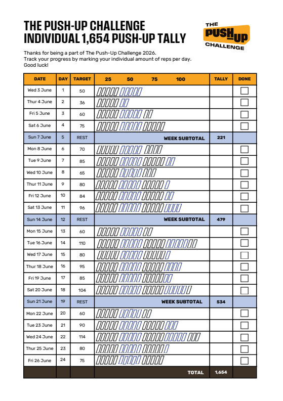 2026  Push-Up Tally - Individual (HALF)