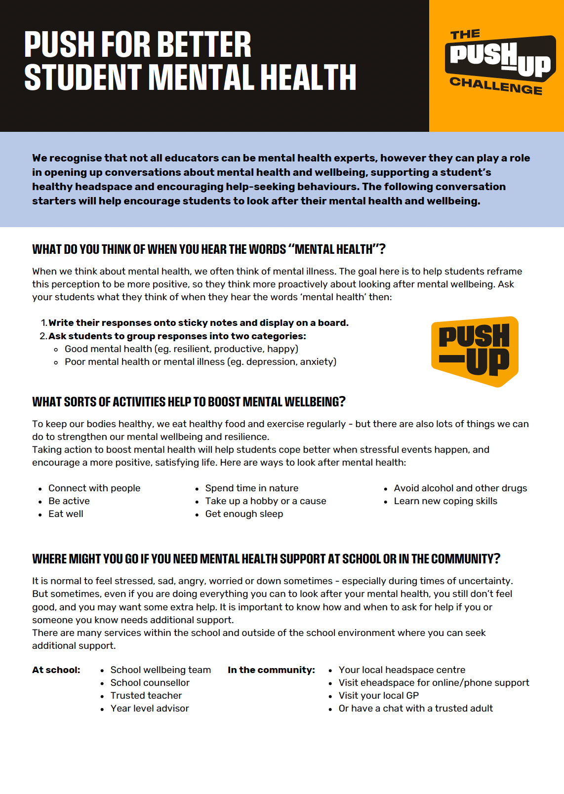 Student Mental Health flyer