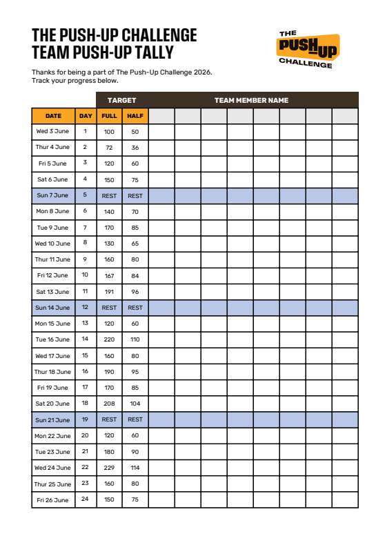 2026  Push-Up Tally - Team